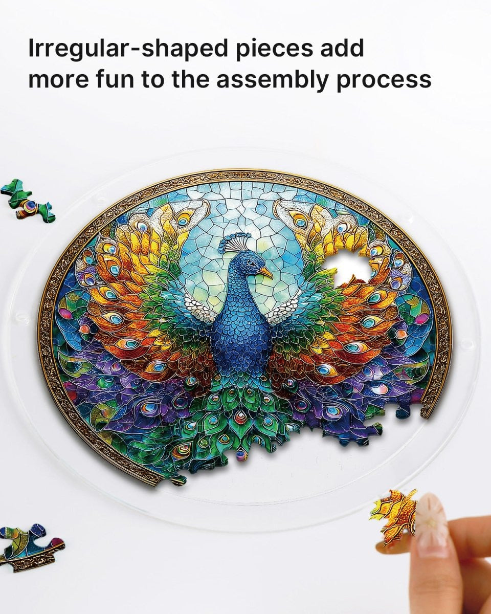 Acrylic Jigsaw Puzzle Suncatcher - Peacock of Radiance