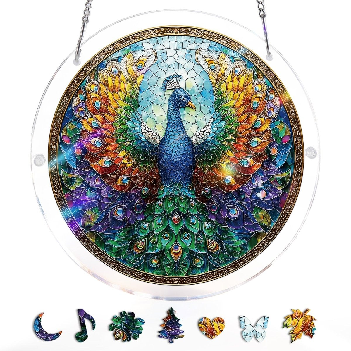 Acrylic Jigsaw Puzzle Suncatcher - Peacock of Radiance